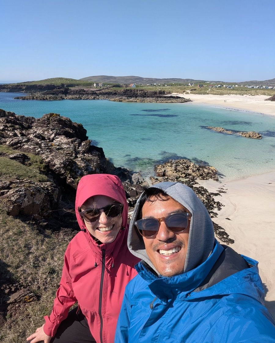 Vinh and Lina above Clachtoll beach
